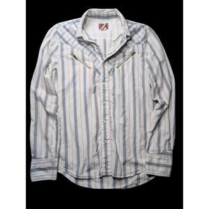 Vintage Red Western Pearl Snap Button Up Zip Pocket Men Size M Y2K